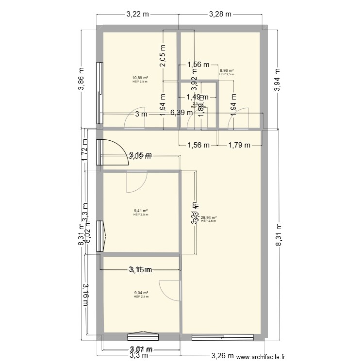 plan de masse. Plan de 6 pièces et 71 m2