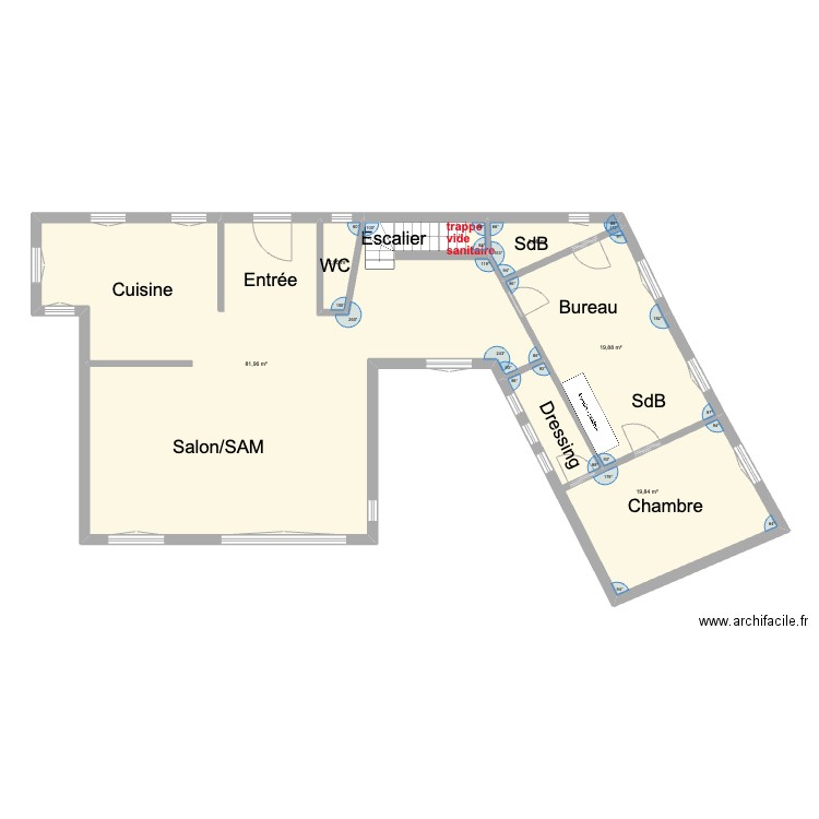 Tessancourt etage. Plan de 5 pièces et 127 m2