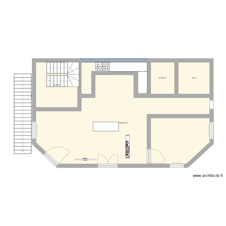 arkoub. Plan de 4 pièces et 78 m2