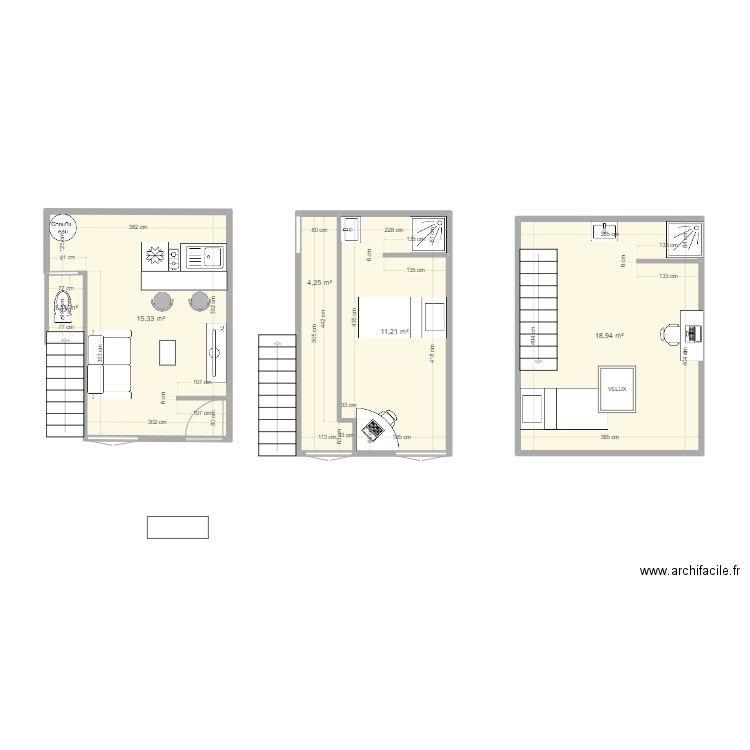 studio. Plan de 5 pièces et 51 m2