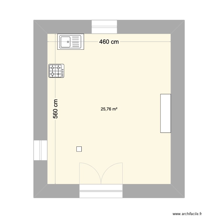 Boulangerie. Plan de 1 pièce et 26 m2