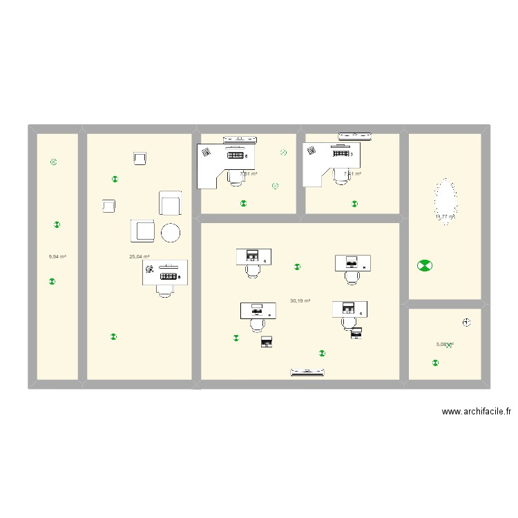 oficina sin reforma. Plan de 7 pièces et 97 m2