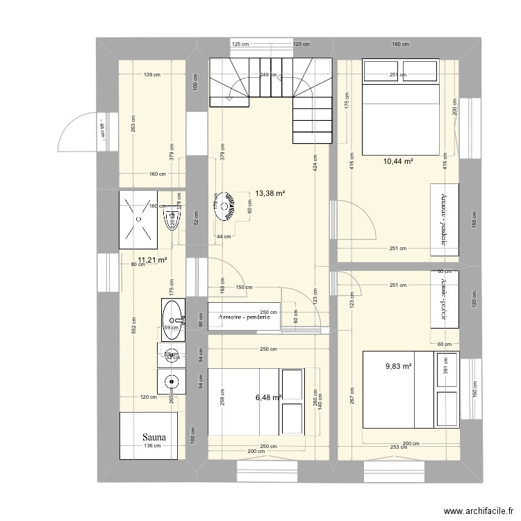 Praloup  reconstruction Sept. Plan de 6 pièces et 97 m2