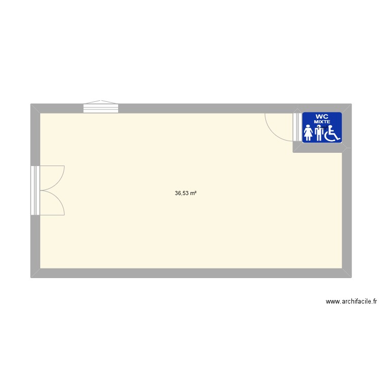 MAGASIN . Plan de 2 pièces et 38 m2