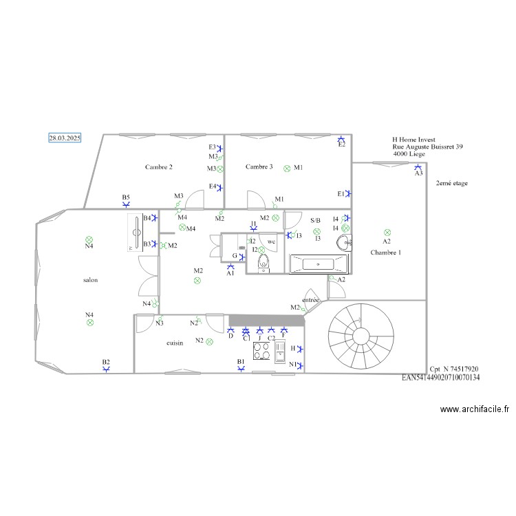 Buisseeret2etage 33. Plan de 10 pièces et 66 m2