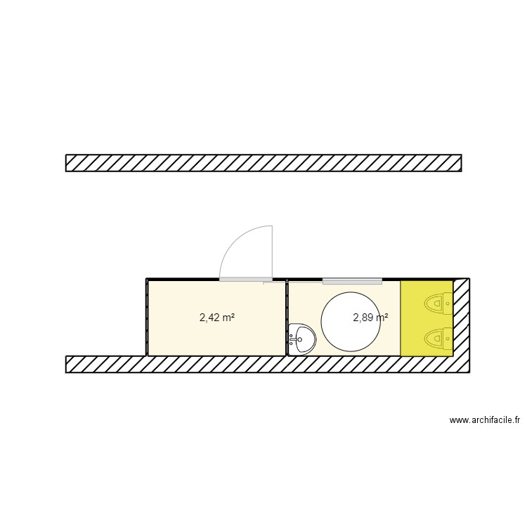 Gloria. Plan de 2 pièces et 5 m2