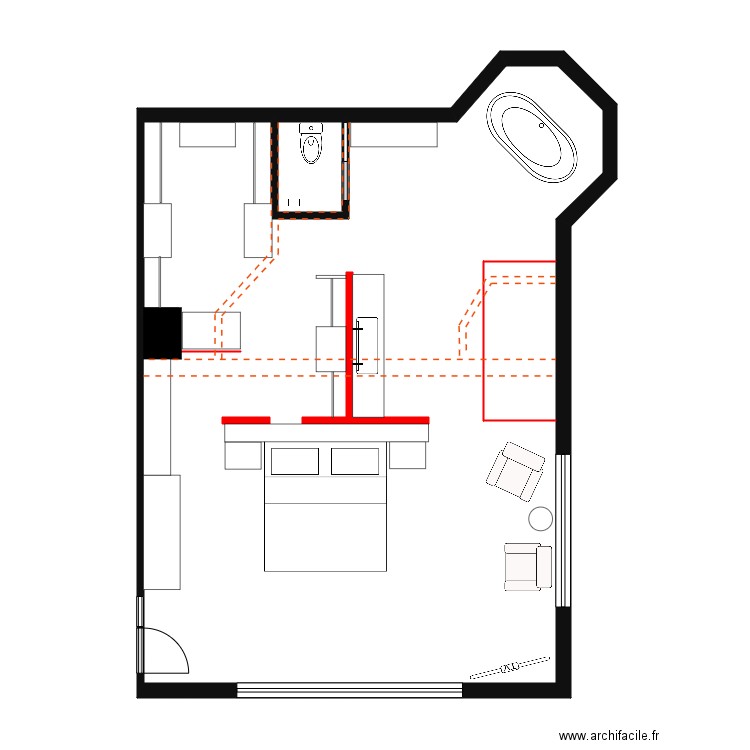 Trudel suite1. Plan de 2 pièces et 68 m2