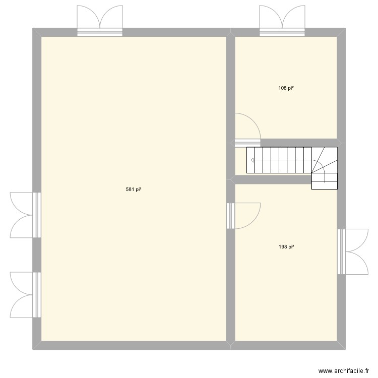 Plan sous-sol. Plan de 3 pièces et 82 m2