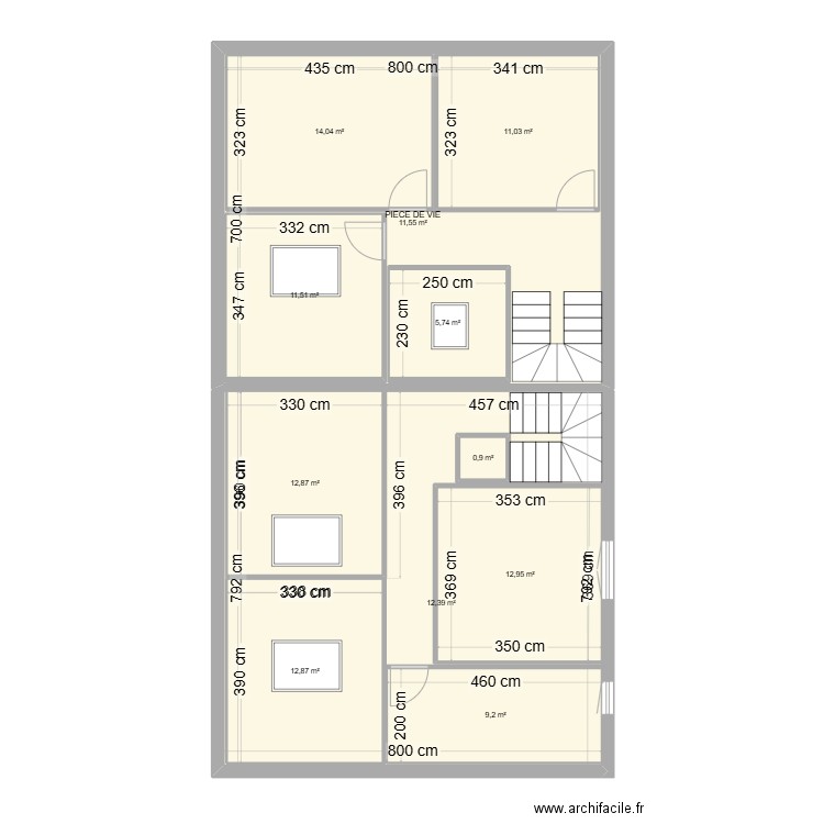 2 EME ETAGE. Plan de 11 pièces et 197 m2