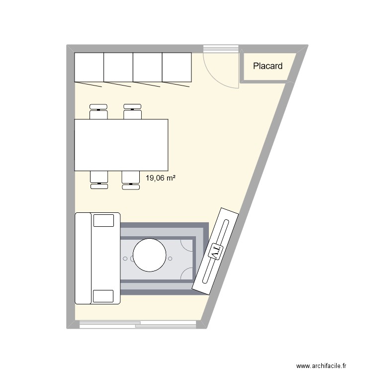 Pornichet. Plan de 2 pièces et 20 m2