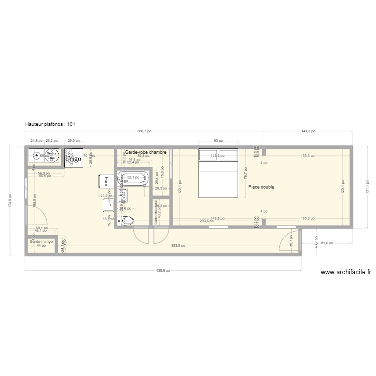 3700 Hochelaga 2e étage. Plan de 5 pièces et 51 m2