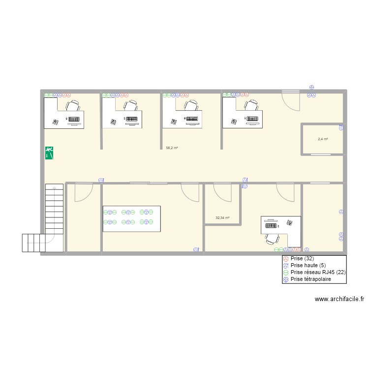 Mutuelle LAGRIN PRISES. Plan de 3 pièces et 93 m2