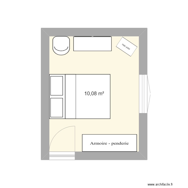 chambre 1. Plan de 1 pièce et 10 m2