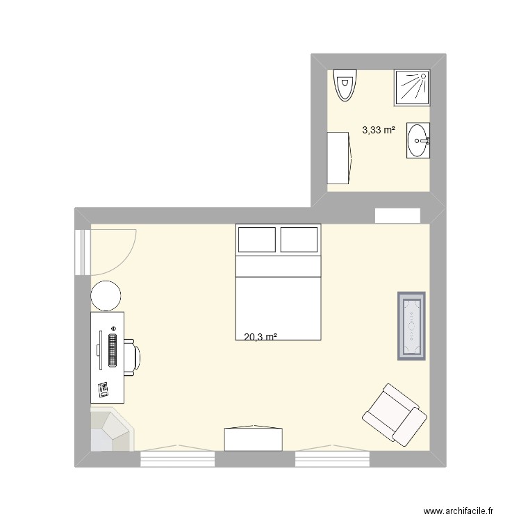 Etude2. Plan de 2 pièces et 24 m2