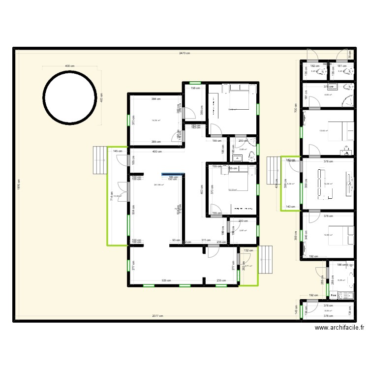 Plan Alareny. Plan de 18 pièces et 614 m2