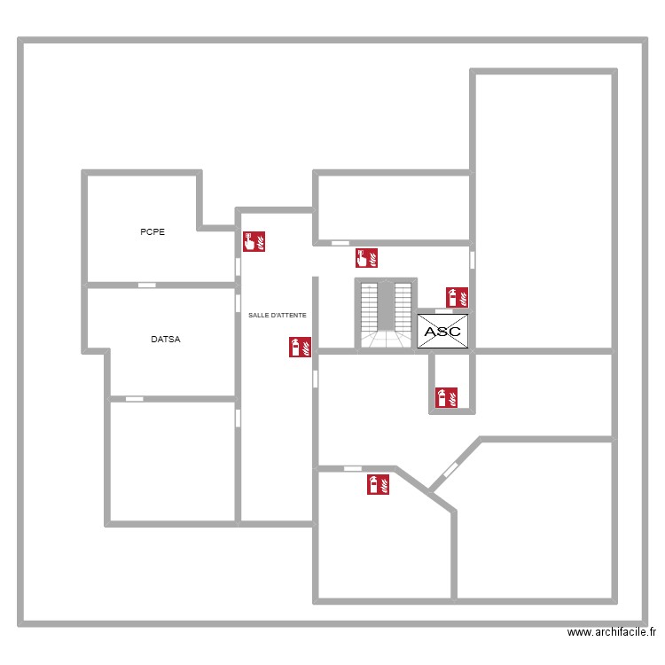 2e étage. Plan de 13 pièces et 1375 m2