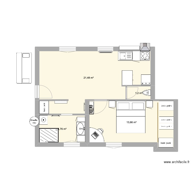 Appart Arotzenia (2). Plan de 4 pièces et 41 m2