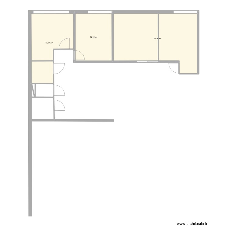 cmp. Plan de 3 pièces et 57 m2