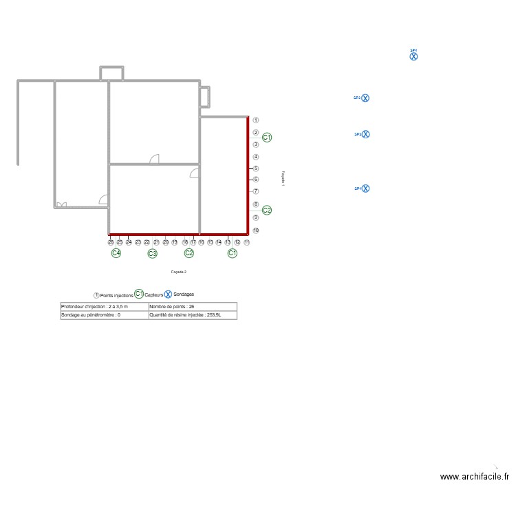 plompen. Plan de 6 pièces et 79 m2