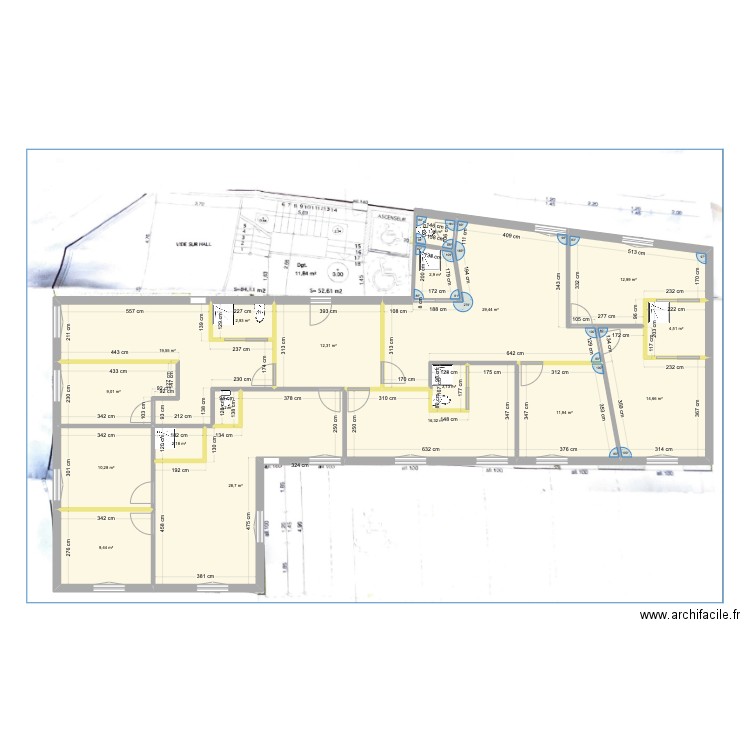 OPHTALMO PROJET GARDANT CLOISONS. Plan de 18 pièces et 192 m2