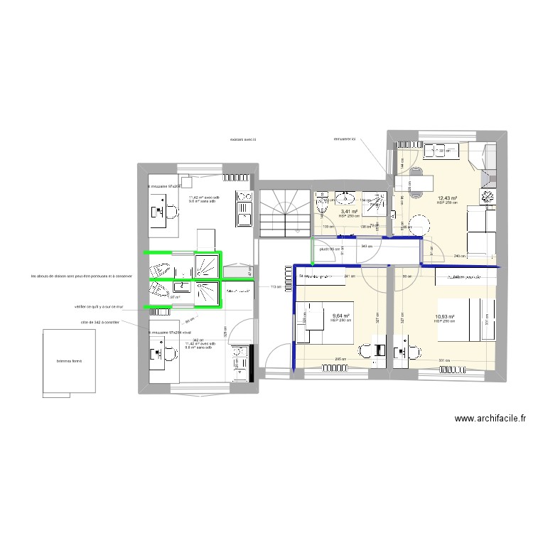 bures RDC avec ITI 10092024. Plan de 4 pièces et 36 m2