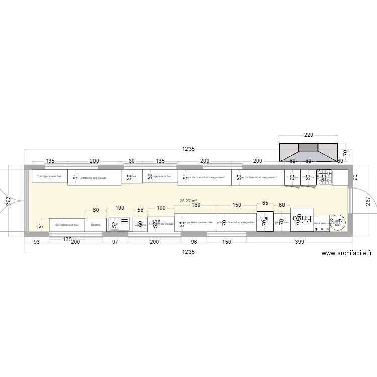 containers moulin neuf meublé. Plan de 1 pièce et 28 m2