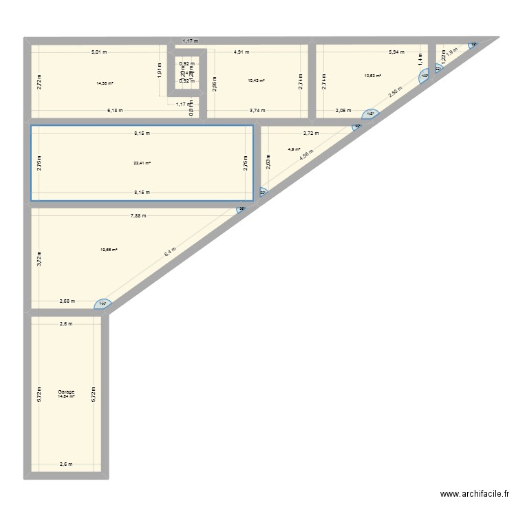 plan 0001. Plan de 8 pièces et 99 m2