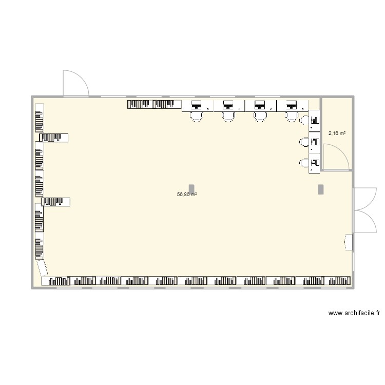 cdi. Plan de 2 pièces et 59 m2