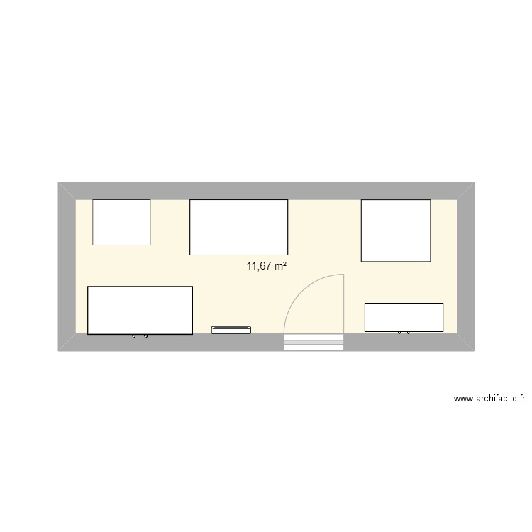 Labo Feu. Plan de 1 pièce et 12 m2