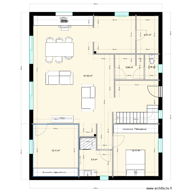 mUL100%. Plan de 7 pièces et 101 m2