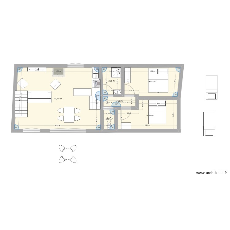 SCI fond. Plan de 6 pièces et 57 m2