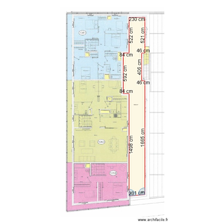 PARIS 42 44 CESBRON. Plan de 1 pièce et 63 m2