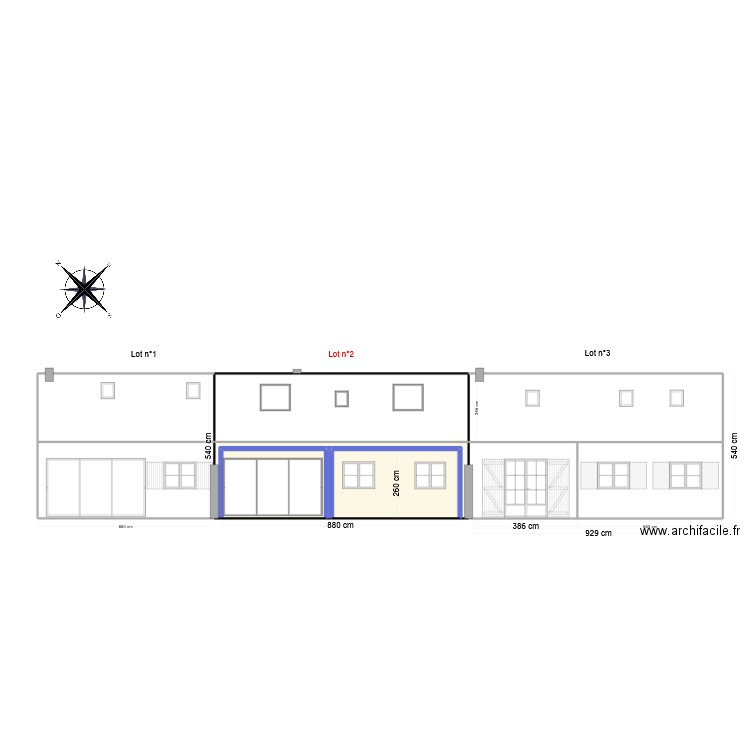 Facades Sud Ouest Projeté - Pergola. Plan de 10 pièces et 135 m2