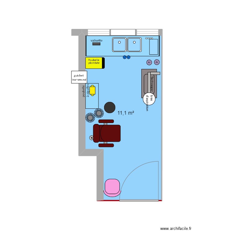 salle d'injection. Plan de 1 pièce et 11 m2