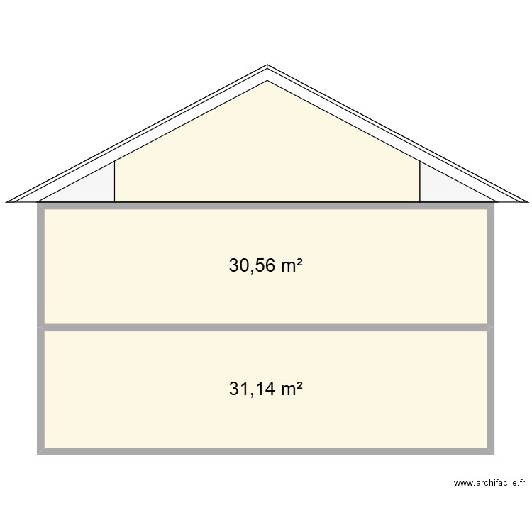 JUNIQUE Plan en coupe. Plan de 2 pièces et 62 m2