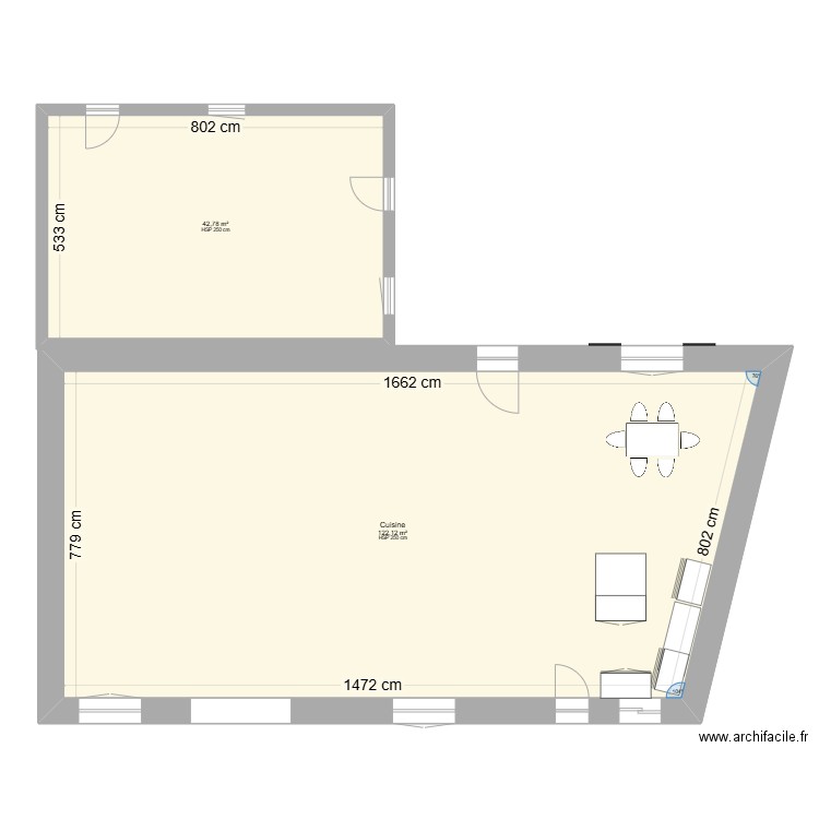  VUE EN PLAN GRANGE . Plan de 5 pièces et 196 m2