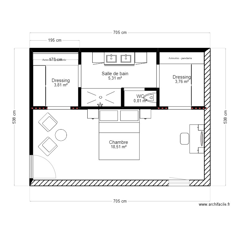 PLAN SUITE . Plan de 5 pièces et 32 m2