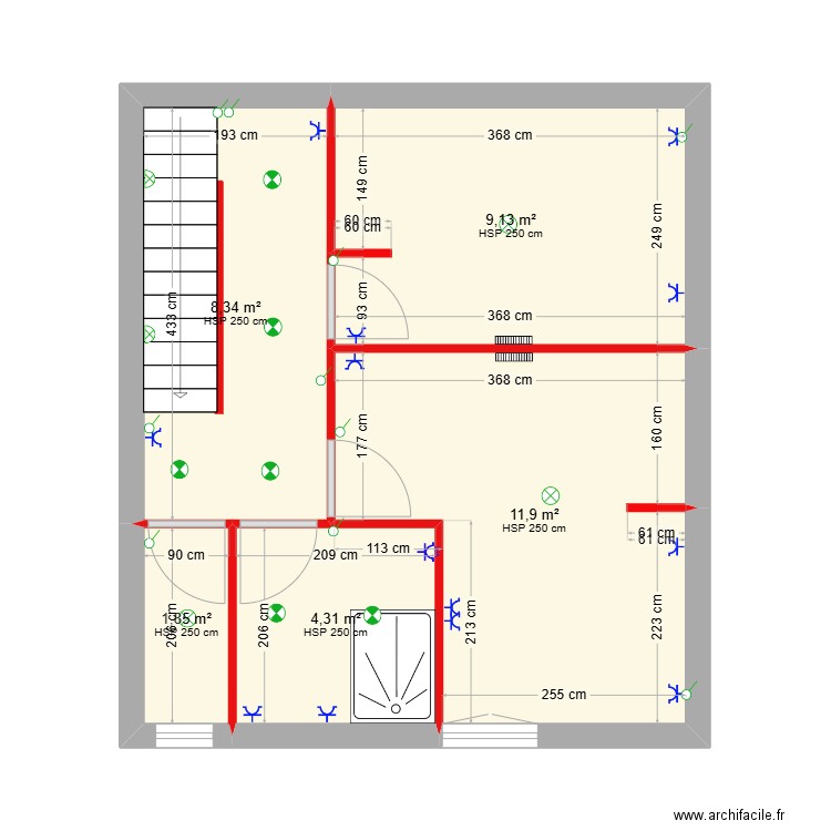 Etage 1. Plan de 5 pièces et 36 m2