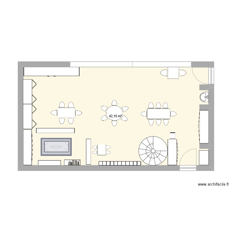 STAGE. Plan de 1 pièce et 42 m2