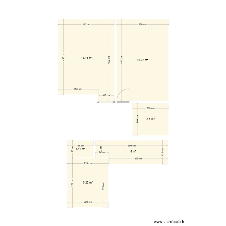 TEST-1. Plan de 6 pièces et 42 m2