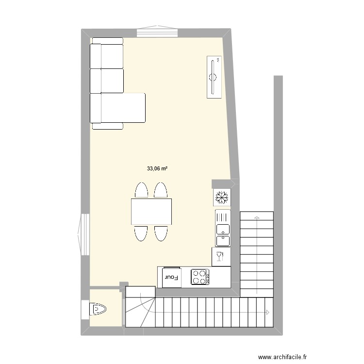 Anthouard. Plan de 1 pièce et 33 m2