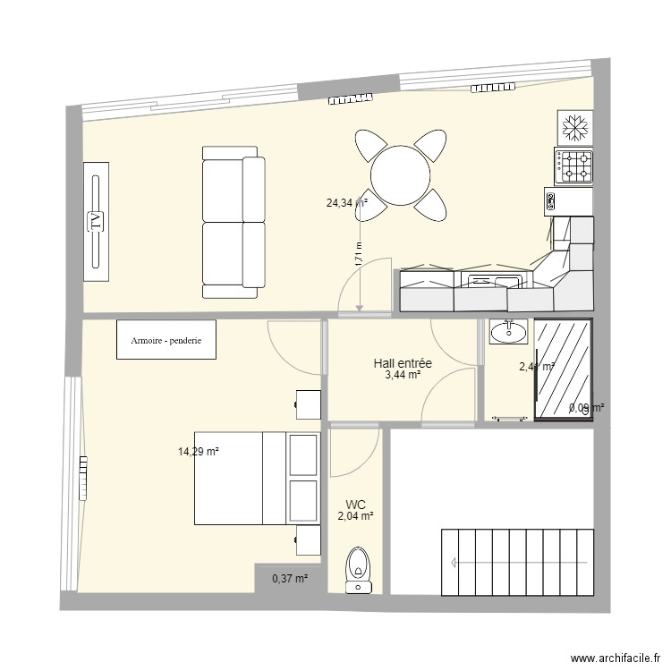 Appartement Sophie-Théo. Plan de 7 pièces et 47 m2