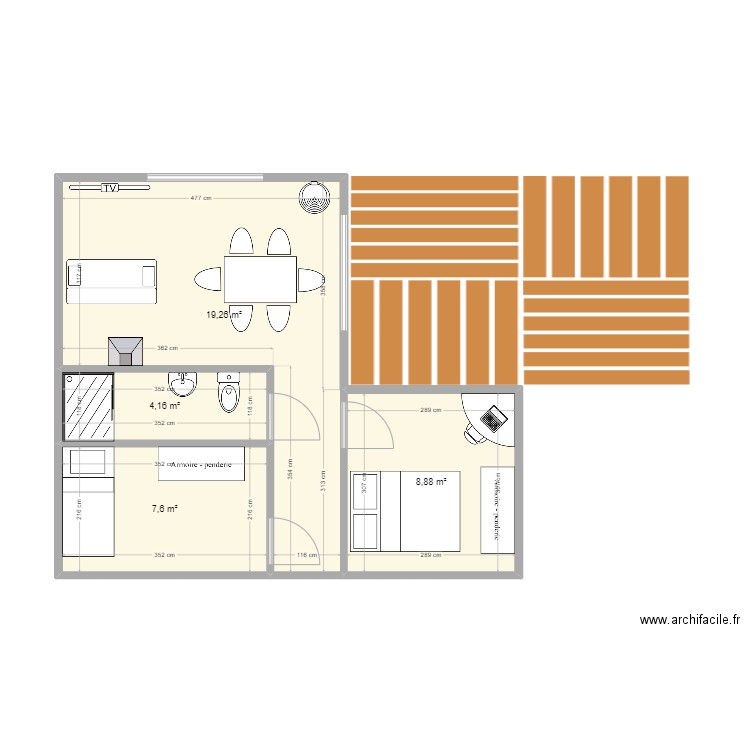 essai. Plan de 4 pièces et 40 m2