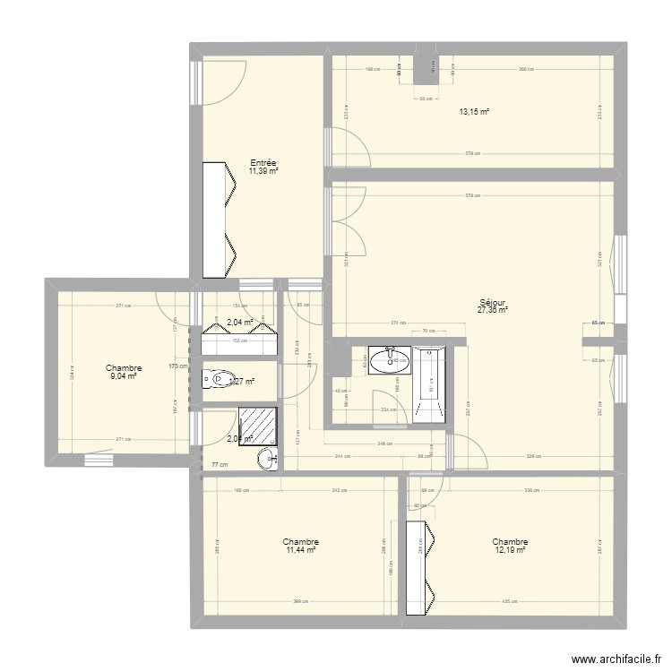 Les Ulis. Plan de 13 pièces et 99 m2