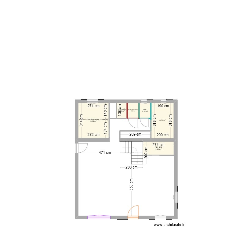 grand cosquet. Plan de 7 pièces et 24 m2