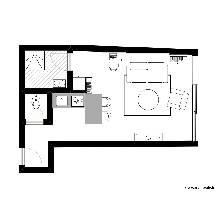 Helene. Plan de 3 pièces et 31 m2