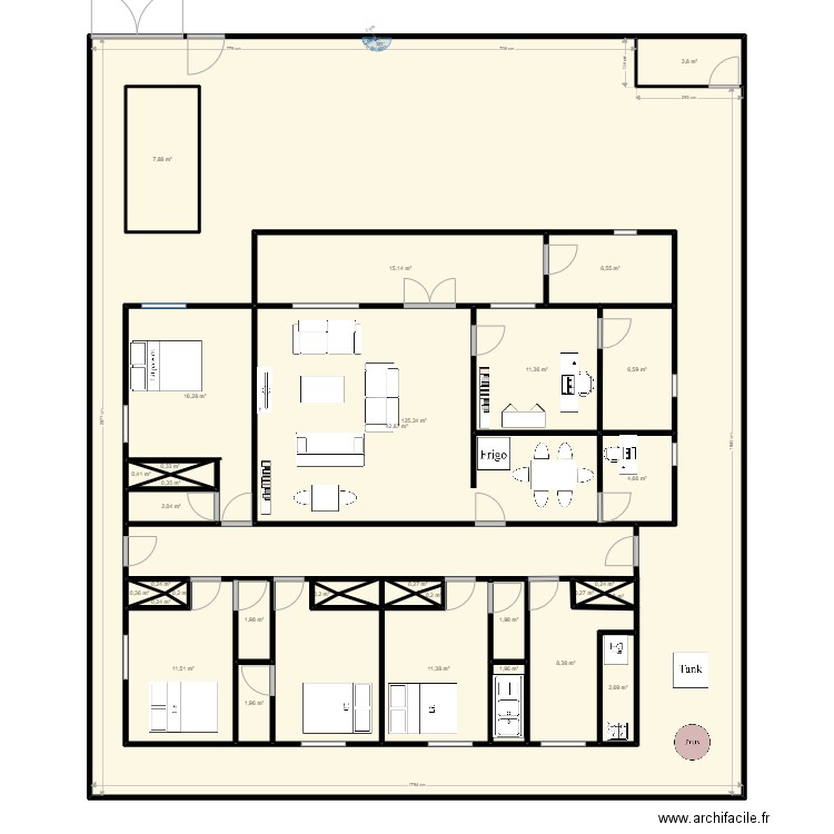 Idakib Ouedo. Plan de 32 pièces et 529 m2