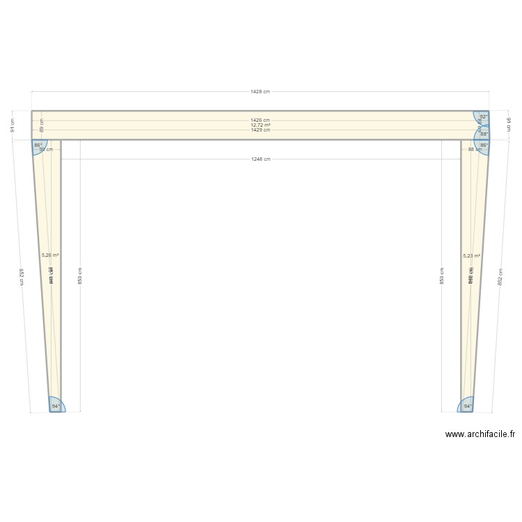 mur de soutenement Laroque. Plan de 3 pièces et 23 m2