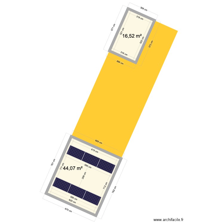 Fulcara. Plan de 2 pièces et 61 m2