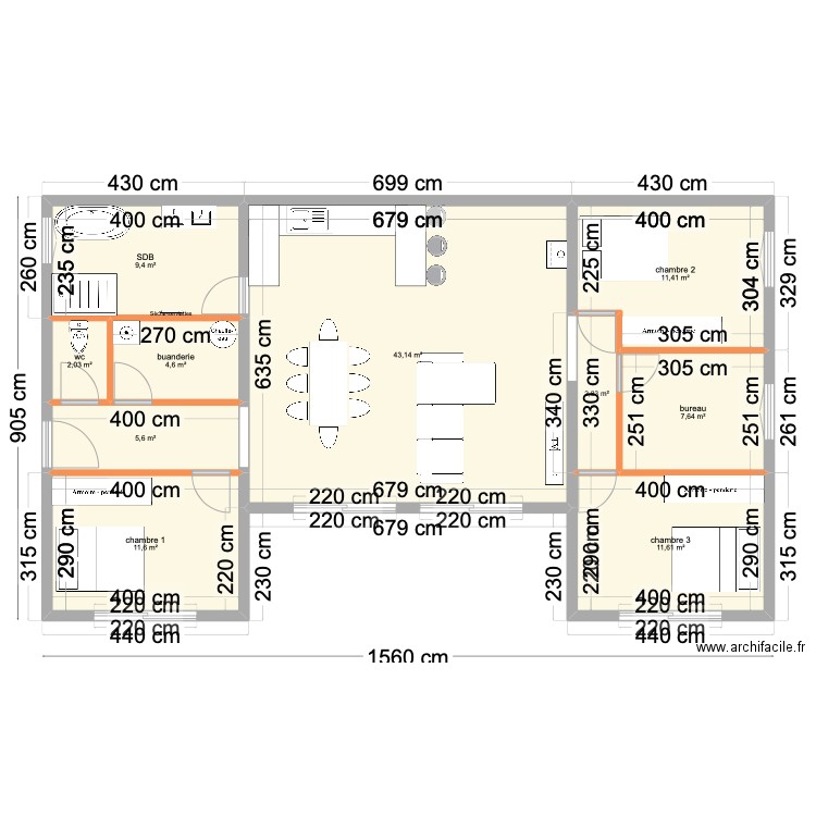 projet  solers . Plan de 10 pièces et 110 m2